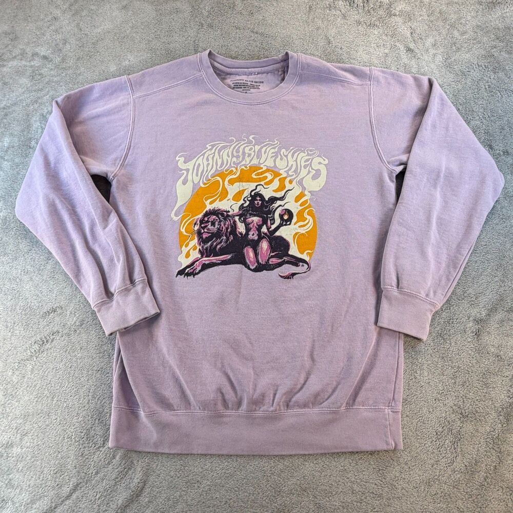 Johnny Blue Skies Sweatshirt Womens S Graphic Psychedelic Band Pullover